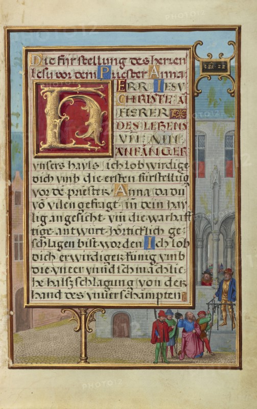 Border with Micaiah Foretelling the Death of King Ahab; Simon Bening, Flemish, about 1483 - 1561, Bruges, Belgium; about 1525