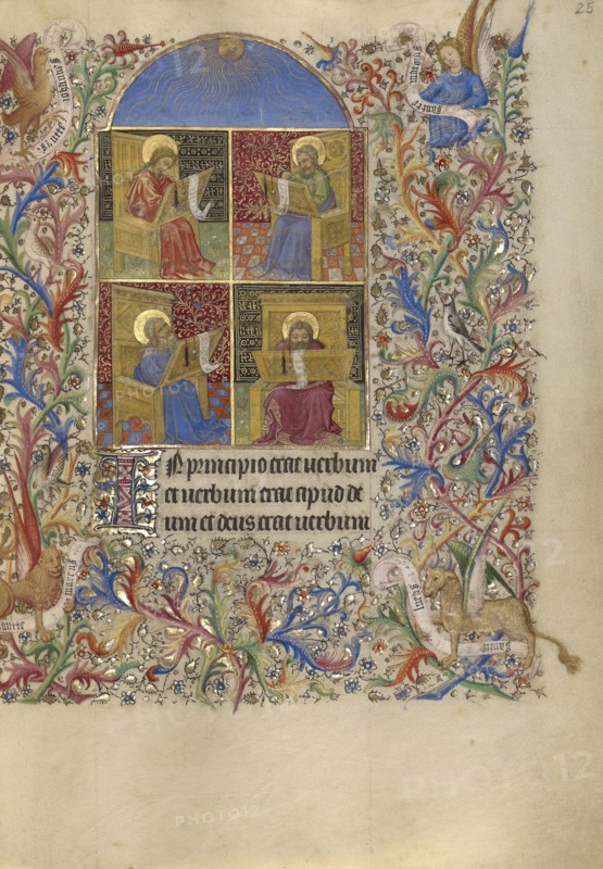 The Four Evangelists; Spitz Master, French, active about 1415 - 1425, Paris, France; about 1420; Tempera colors, gold, and ink