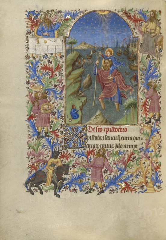 Saint Christopher Carrying the Christ Child; Spitz Master, French, active about 1415 - 1425, Paris, France; about 1420; Tempera
