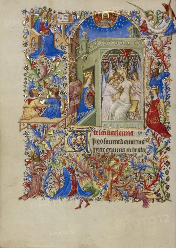 Saint Catherine Tended by the Angels and Visited by the Queen; Spitz Master, French, active about 1415 - 1425, Paris, France