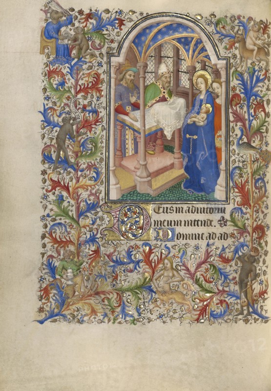 The Presentation in the Temple; Paris, France; about 1420; Tempera colors, gold, and ink on parchment; Leaf: 20.2 x 14.9 cm