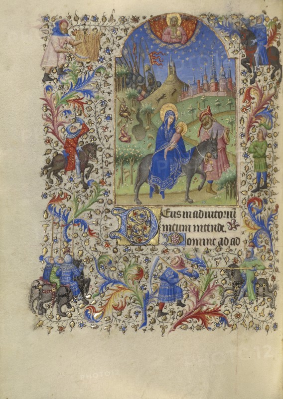 The Flight into Egypt; Spitz Master, French, active about 1415 - 1425, Paris, France; about 1420; Tempera colors, gold, and ink