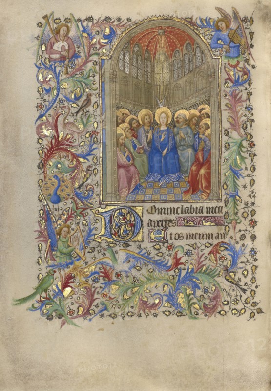 Pentecost; Spitz Master, French, active about 1415 - 1425, Paris, France; about 1420; Tempera colors, gold, and ink