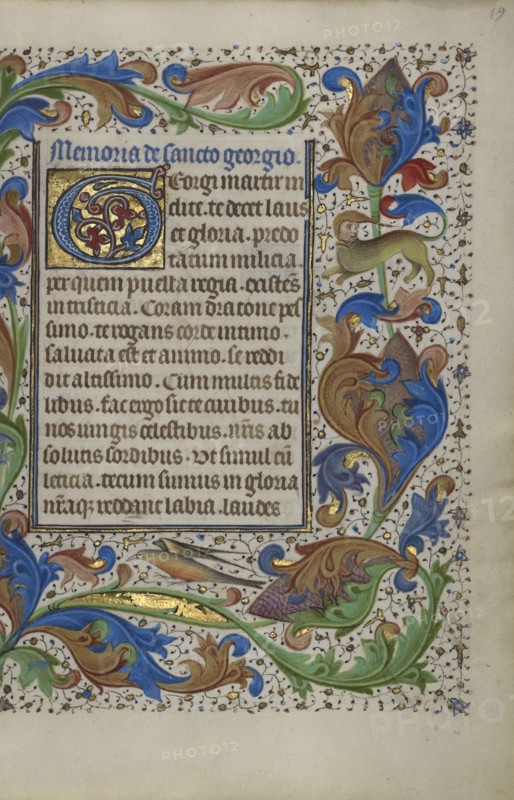 Decorated Text Page; Ghent, probably, Belgium; about 1450 - 1455; Tempera colors, gold leaf, and ink on parchment