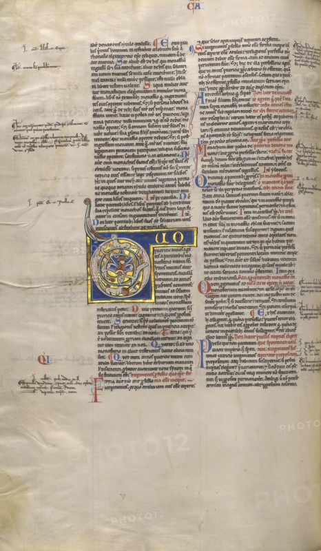 Inhabited Initial D; Paris, France; about 1170 - 1180; Tempera colors, gold leaf, and ink on parchment; Leaf: 44.3 x 29.1 cm