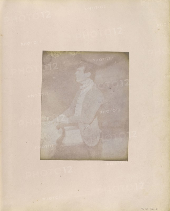 Profile portrait of a Seated Man in Feathered Cap; British, active India about 1843; India; 1843 - 1845; Salted paper print