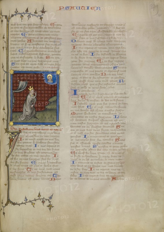David Pointing to His Mouth; Master of Jean de Mandeville, French, active 1350 - 1370, Paris, France; about 1360 - 1370