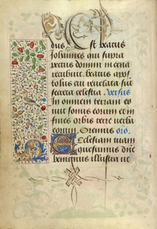 Decorated Text Page; Nicolas Spierinc, Flemish, active 1455 - 1499, Antwerp, illuminated, Belgium; 1469; Tempera colors, gold