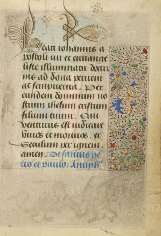 Decorated Text Page; Nicolas Spierinc, Flemish, active 1455 - 1499, Antwerp, illuminated, Belgium; 1469; Tempera colors, gold