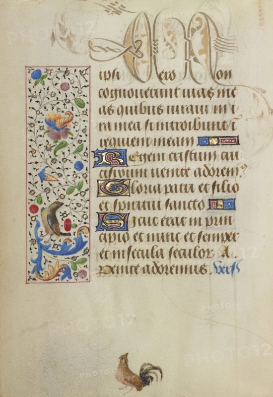 Decorated Text Page; Nicolas Spierinc, Flemish, active 1455 - 1499, Antwerp, illuminated, Belgium; about 1471; Tempera colors