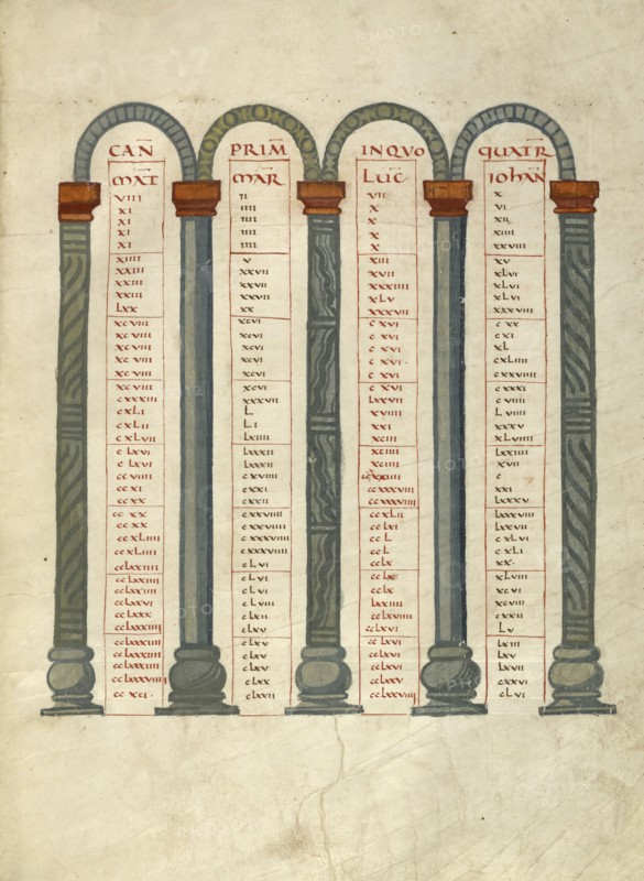 Canon Table Page; Lorsch, Germany; about 826 - 838; Tempera colors on parchment; Leaf: 31.6 x 24 cm, 12 7,16 x 9 7,16 in