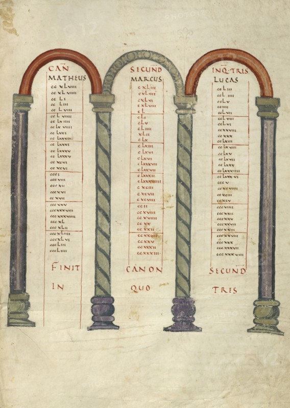Canon Table Page; Lorsch, Germany; about 826 - 838; Tempera colors on parchment; Leaf: 31.6 x 24 cm, 12 7,16 x 9 7,16 in
