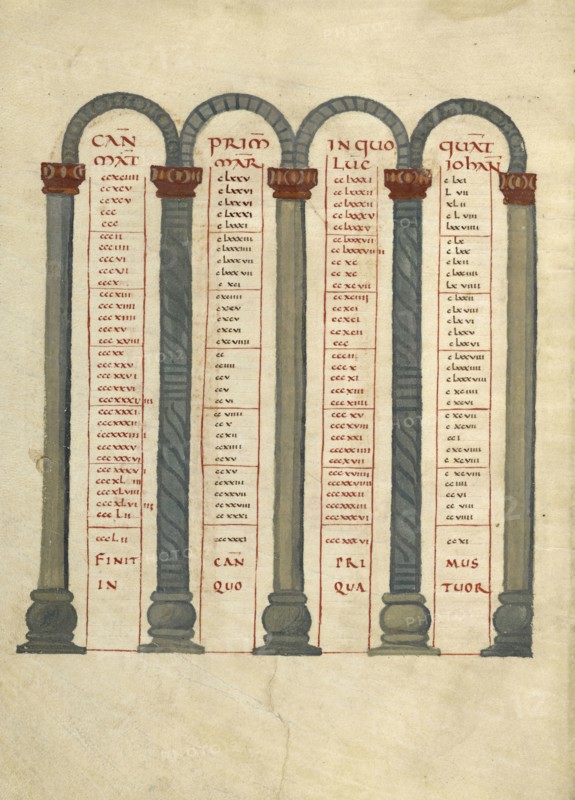 Canon Table Page; Lorsch, Germany; about 826 - 838; Tempera colors on parchment; Leaf: 31.6 x 24 cm, 12 7,16 x 9 7,16 in