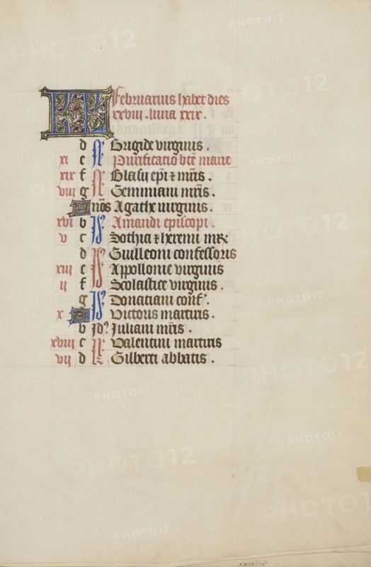 Calendar Page; Ghent, bound, Belgium; 1450s; Tempera colors, gold leaf, gold paint, and ink on parchment; Leaf: 26.4 x 18.4 cm