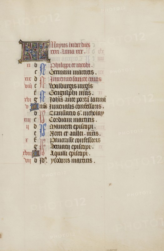 Calendar Page; Ghent, bound, Belgium; 1450s; Tempera colors, gold leaf, gold paint, and ink on parchment; Leaf: 26.4 x 18.4 cm