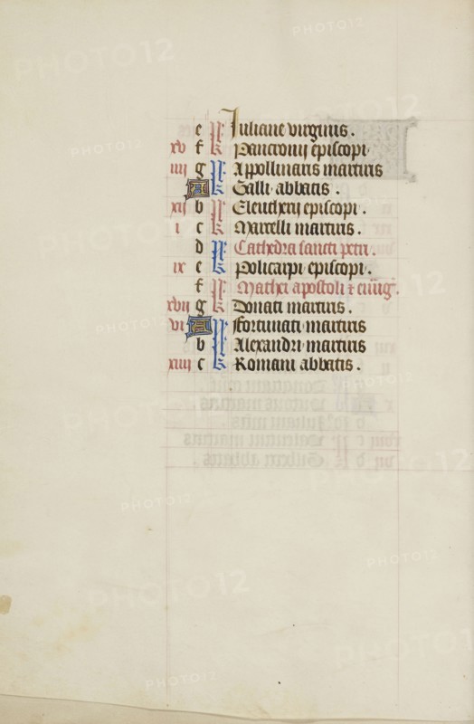 Calendar Page; Bruges, illuminated, Belgium; 1450s; Tempera colors, gold leaf, gold paint, and ink on parchment; Leaf: 26.4