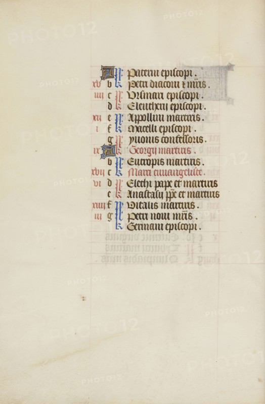 Calendar Page; Ghent, bound, Belgium; 1450s; Tempera colors, gold leaf, gold paint, and ink on parchment; Leaf: 26.4 x 18.4 cm