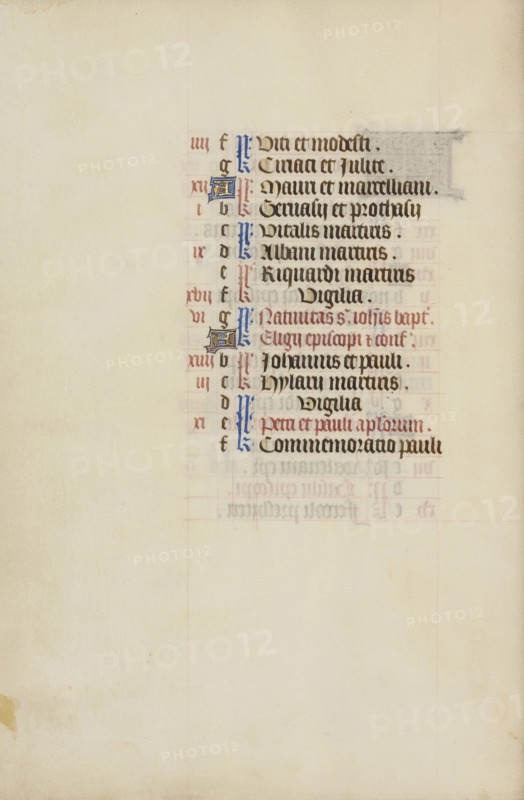 Calendar Page; Bruges, illuminated, Belgium; 1450s; Tempera colors, gold leaf, gold paint, and ink on parchment; Leaf: 26.4