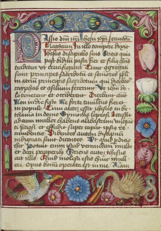 Decorated Text Page; Strasbourg, France; early 16th century; Tempera colors on parchment; Leaf: 13.5 x 10.5 cm