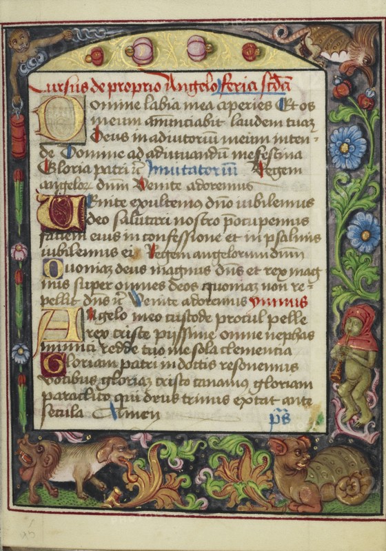 Decorated Text Page; Strasbourg, France; early 16th century; Tempera colors on parchment; Leaf: 13.5 x 10.5 cm