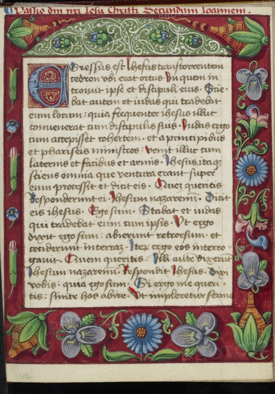 Decorated Text Page; Strasbourg, France; early 16th century; Tempera colors on parchment; Leaf: 13.5 x 10.5 cm