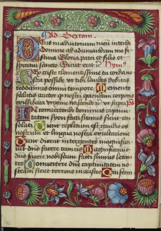 Decorated Text Page; Strasbourg, France; early 16th century; Tempera colors on parchment; Leaf: 13.5 x 10.5 cm