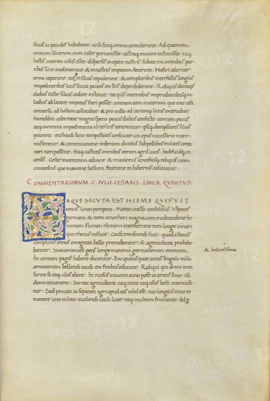 Decorated Initial E; Florence, Tuscany, Italy; about 1460–1470; Tempera colors, gold leaf, gold paint, and ink on parchment