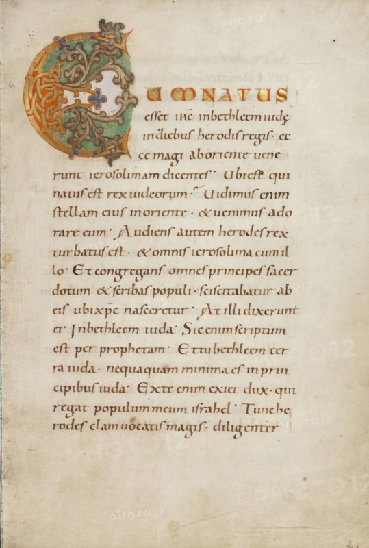Decorated Initial C; or Reichenau, Germany; late 10th century; Tempera colors, gold paint, silver paint, and ink on parchment