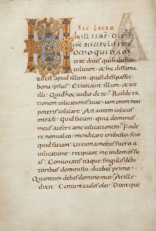Decorated Initial H; or Reichenau, Germany; late 10th century; Tempera colors, gold paint, silver paint, and ink on parchment
