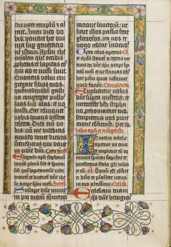 Decorated Text Page; Westphalia, Germany; about 1500 - 1505; Tempera colors, gold paint, and ink on parchment; Leaf: 38.7 x 27.9