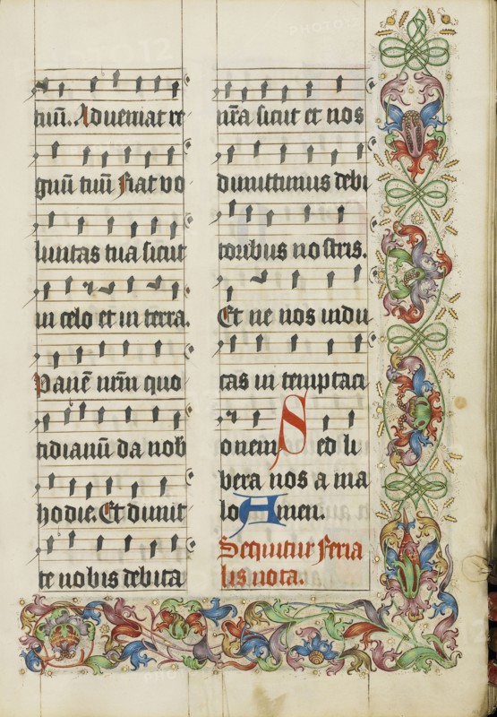 Decorated Text Page; Westphalia, Germany; about 1500 - 1505; Tempera colors, gold paint, and ink on parchment; Leaf: 38.7 x 27.9
