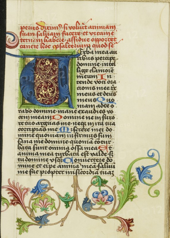 Decorated Initial V; Workshop of Valentine Noh, Bohemian, active 1470s, Prague, Bohemia, Czech Republic; about 1470 - 1480