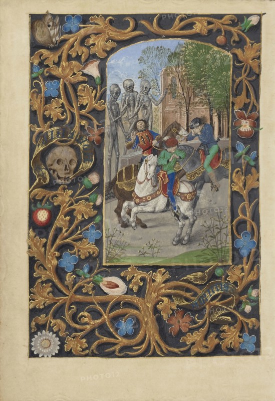 The Three Living and the Three Dead; Master of the Dresden Prayer Book or workshop, Flemish, active about 1480 - 1515, Bruges