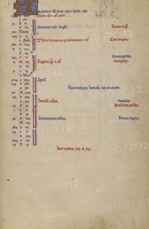 Calendar Page; Lyon, France; begun after 1234 - completed before 1262; Tempera colors and gold leaf on parchment