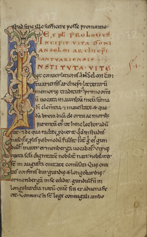 Decorated Initial I; Tournai, probably, Belgium; about 1140 - 1150; Tempera colors, gold paint, and ink on parchment
