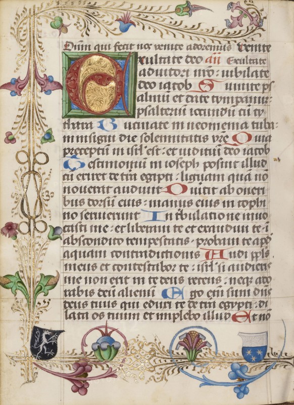 Decorated Initial E; Salzburg, Austria; about 1485; Tempera colors, gold leaf, and ink on parchment; Leaf: 17.6 x 13 cm