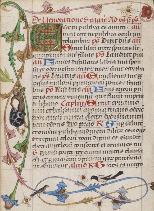 Decorated Initial E; Salzburg, Austria; about 1485; Tempera colors, gold leaf, and ink on parchment; Leaf: 17.6 x 13 cm