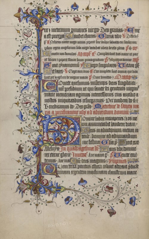 Decorated Initial D; London, England; 1420 - 1430; Tempera colors, gold leaf, gold paint, and ink on parchment