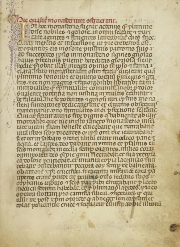 Decorated Initial I; Milan, Lombardia, Italy; about 1400; Tempera colors, gold leaf, and ink on parchment; Leaf: 25.6 x 18.4 cm