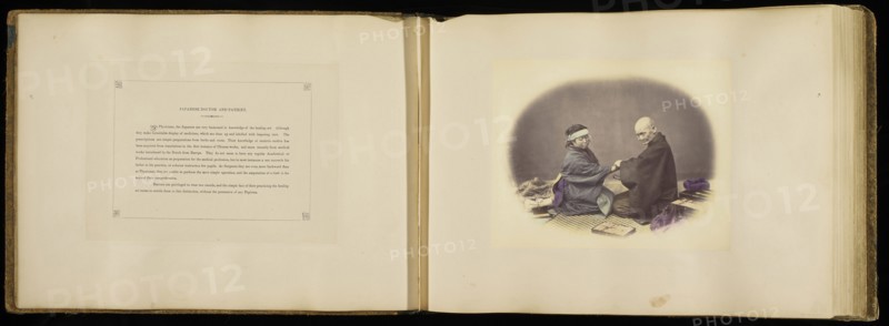 Japanese Doctor and Patient; Felice Beato, 1832 - 1909, Japan; 1868; Hand-colored Albumen silver print