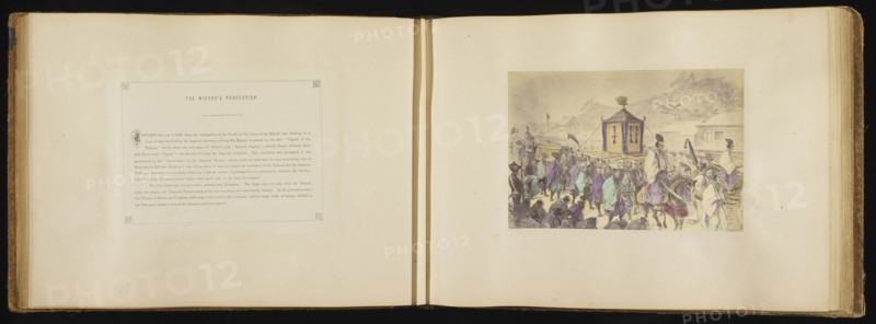 The Mikado's Procession; Felice Beato, 1832 - 1909, Japan; 1868; Hand-colored Albumen silver print