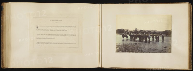 The Ford at Sakawa-Nagawa; Felice Beato, 1832 - 1909, Japan; 1866 - 1867; Hand-colored Albumen silver