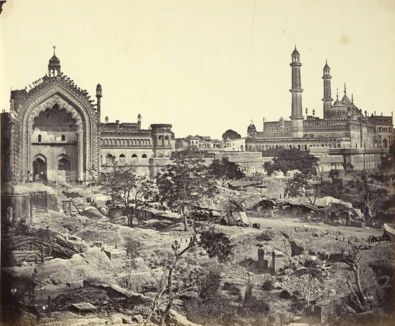 Rumi Darwaza and The Imambara; Felice Beato, 1832 - 1909, Henry Hering, 1814 - 1893, India; 1858
