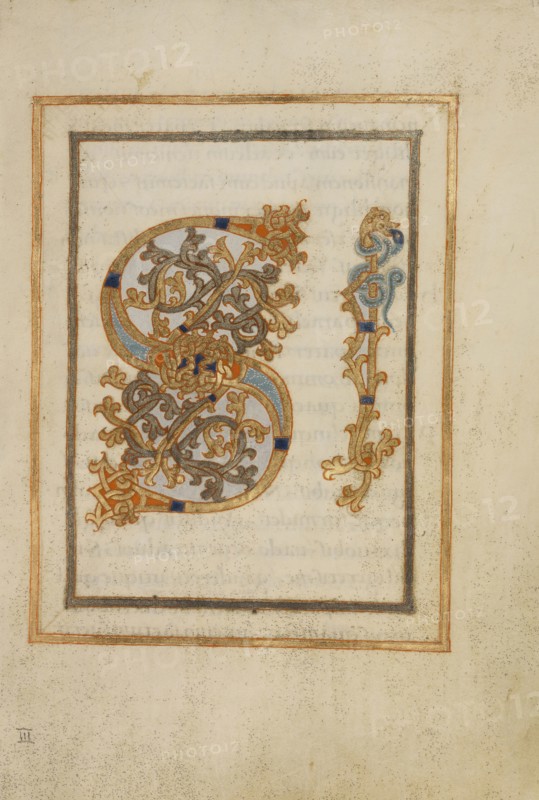 Decorated Initials SI; or Reichenau, Germany; late 10th century; Tempera colors, gold paint, silver paint, and ink on parchment
