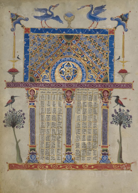 Canon Table Page; T'oros Roslin, Armenian, active 1256 - 1268, T'oros Roslin, Armenian, active 1256 - 1268, Hromklay, Armenia