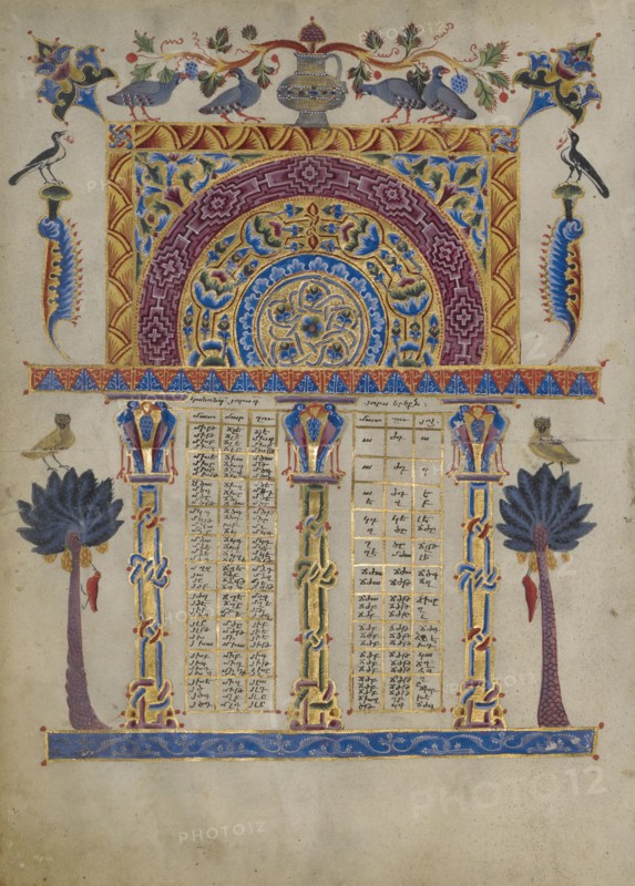 Canon Table Page; T'oros Roslin, Armenian, active 1256 - 1268, T'oros Roslin, Armenian, active 1256 - 1268, Hromklay, Armenia