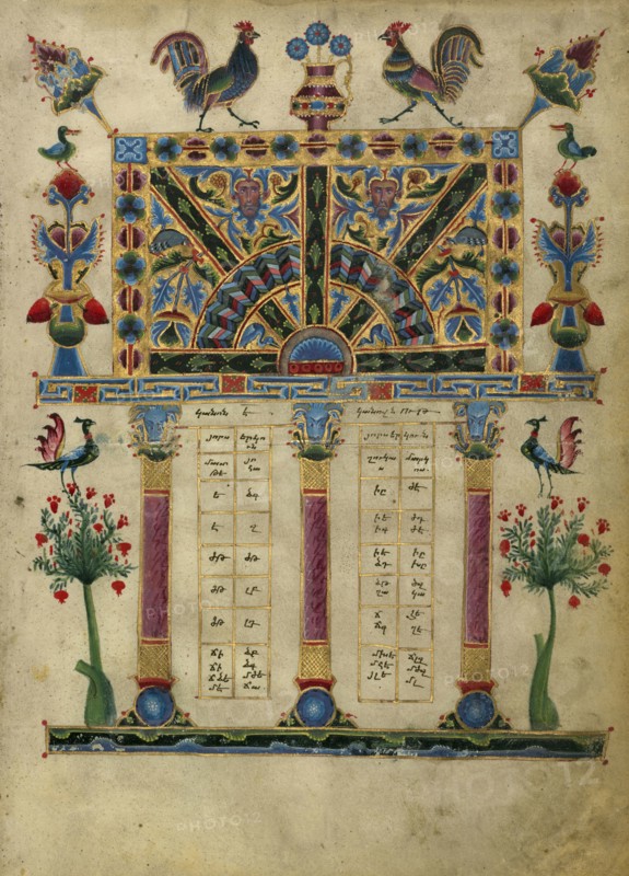 Canon Table Page; T'oros Roslin, Armenian, active 1256 - 1268, T'oros Roslin, Armenian, active 1256 - 1268, Hromklay, Armenia
