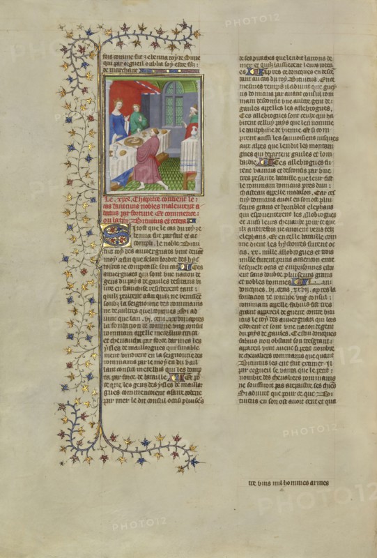 Cleopatra Presented with the Head and Limbs of Her Own Child; Paris, France, Europe; about 1413 - 1415; Tempera colors, gold