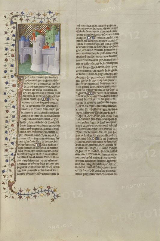Jugurtha, King of Numidia, Thrown from His Roman Prison into the Tiber; Paris, France, Europe; about 1413 - 1415; Tempera colors