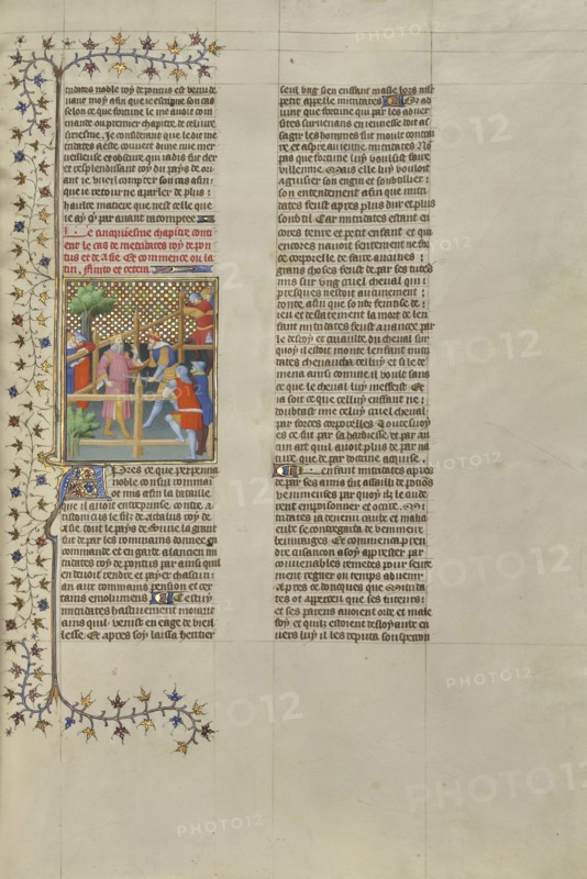 Mithradates Triumphs at a Tournament; Paris, France, Europe; about 1413 - 1415; Tempera colors, gold leaf, gold paint, and ink
